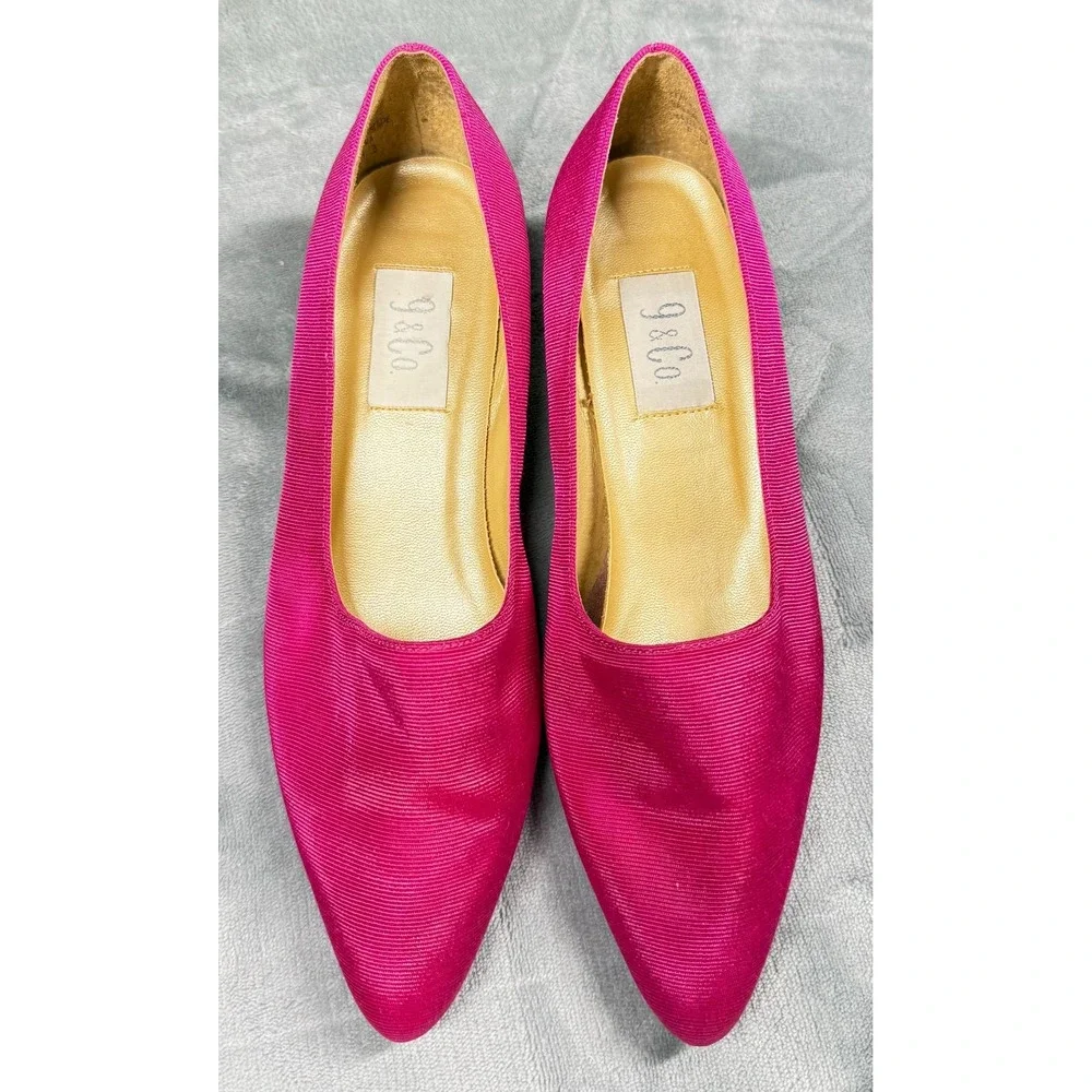 9 and Co Loafers Womens 7 M Pink Grosgrain Pointed Toe Flats Skimmer